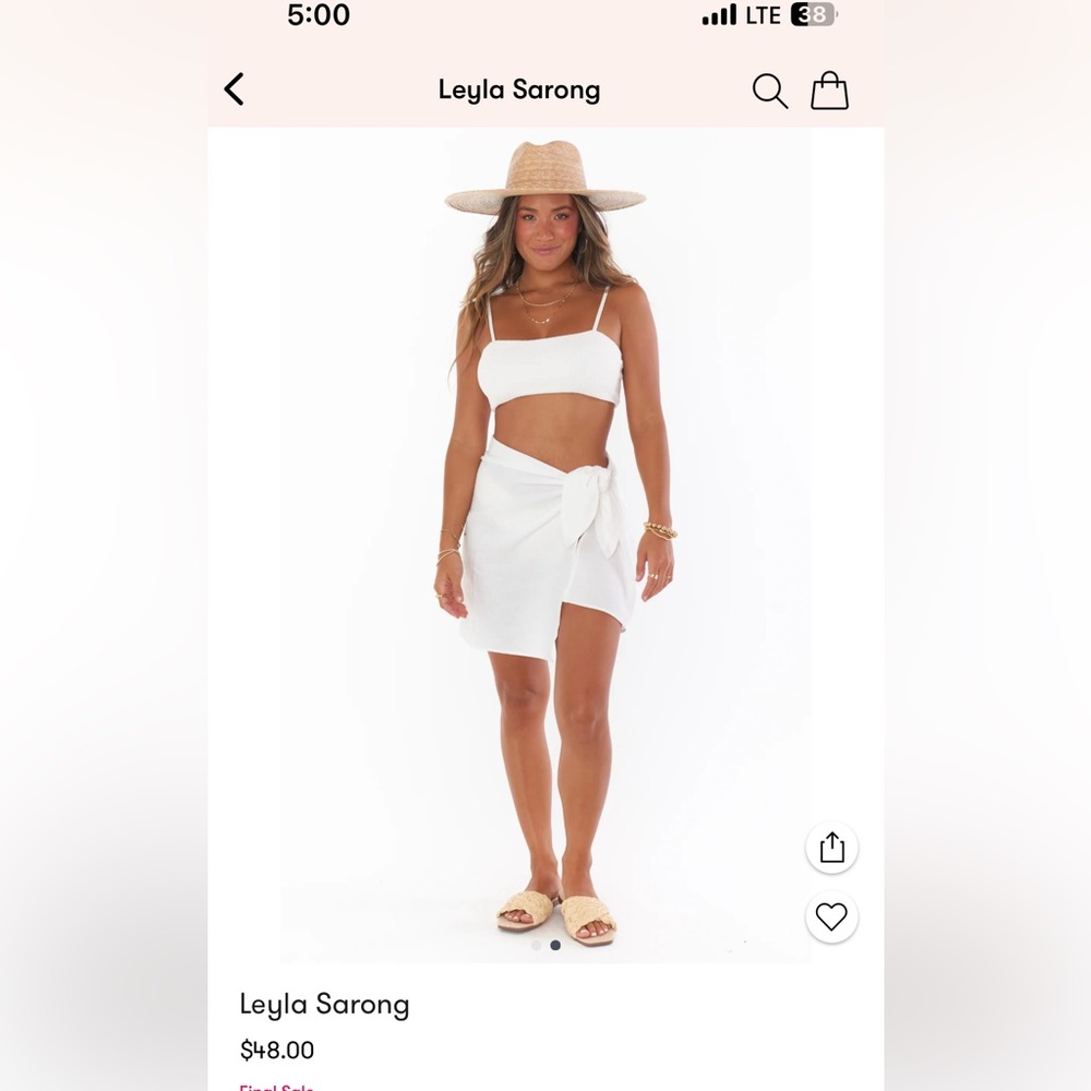 Show Me Your Mumu sarong. White. Size Large